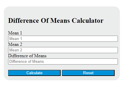difference of means calculator