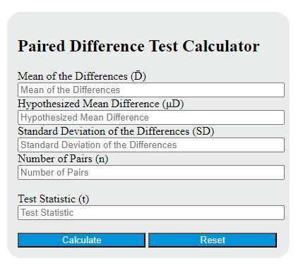 paired difference test calculator