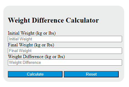 weight difference calculator