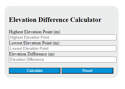 elevation difference calculator
