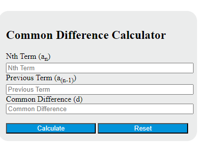 common difference calculator