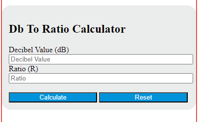 db to ratio calculator
