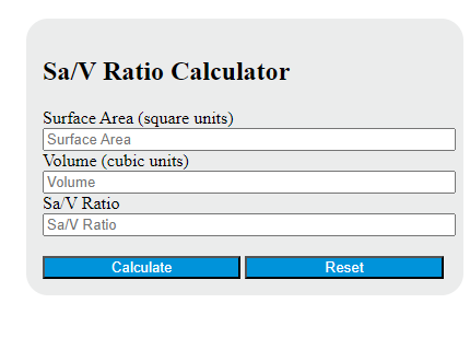 sa/v ratio calculator