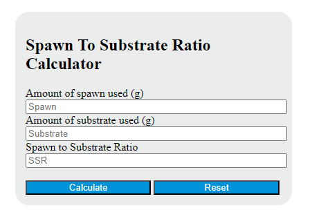 spawn to substrate ratio calculator