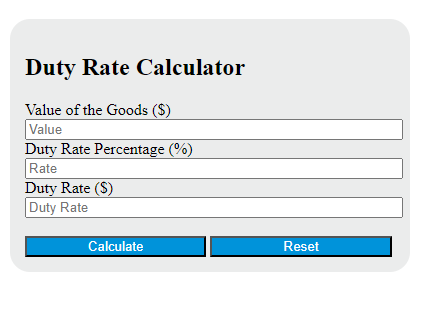 duty rate calculator