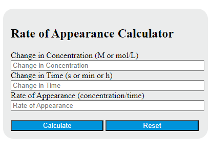rate of appearance calculator