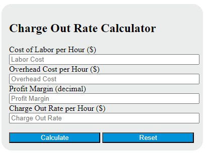 charge out rate calculator
