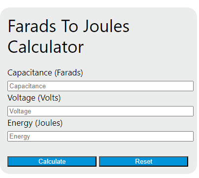 farads to joules calculator