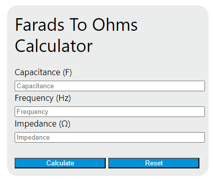 farads to ohms calculator