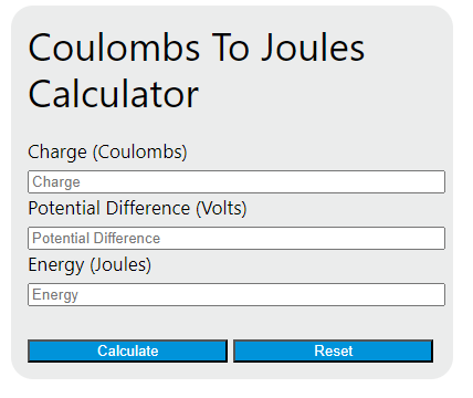 coulombs to joules calculator