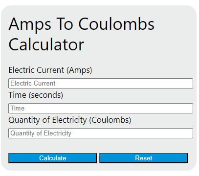 amps to coulombs calculator