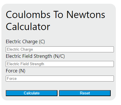 coulombs to newtons calculator