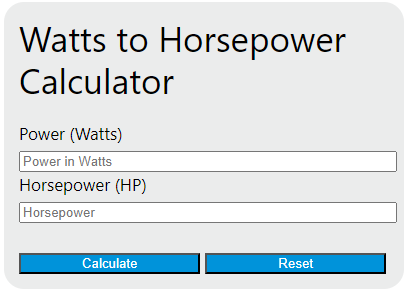 watts to horsepower calculator