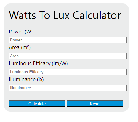 watts to lux calculator