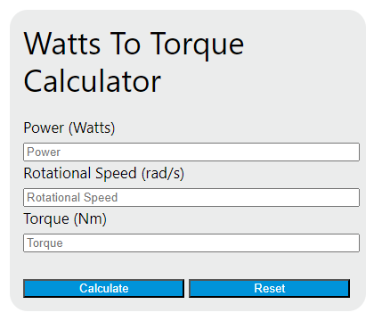 watts to torque calculator