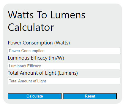 watts to lumens calculator