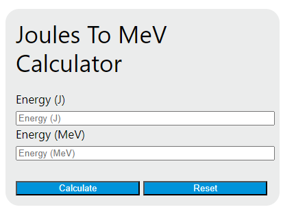 joules to MeV calculator