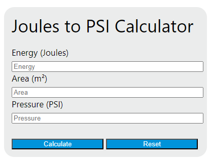joules to psi calculator