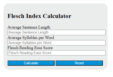 flesch index calculator