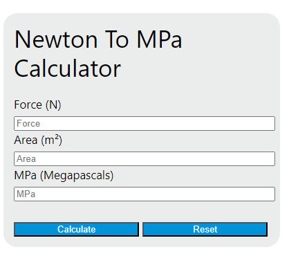 newton to mpa calculator