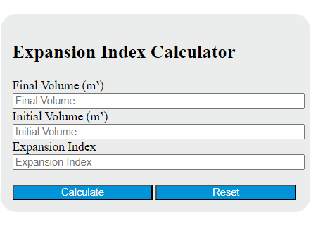 expansion index calculator