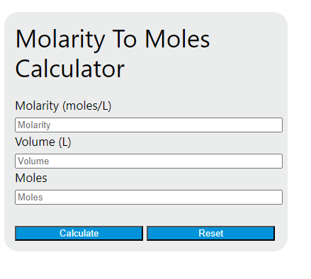 molarity to moles calculator