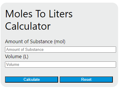 moles to liters calculator