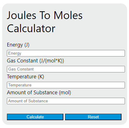 joules to moles calculator