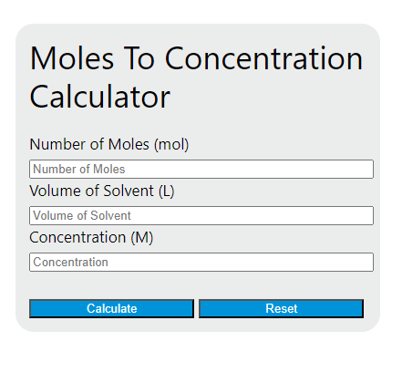 moles to concentration calculator