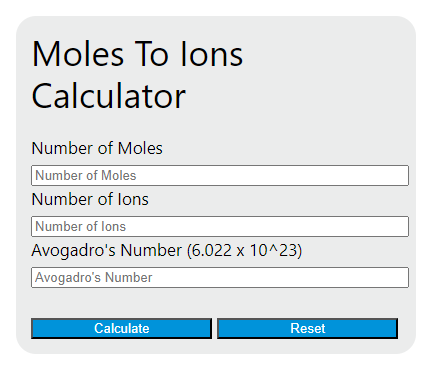 moles to ions calculator