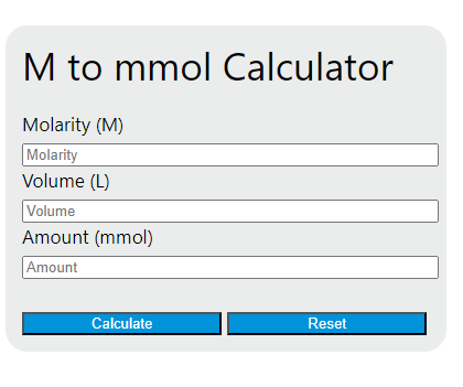 m to mmol calculator