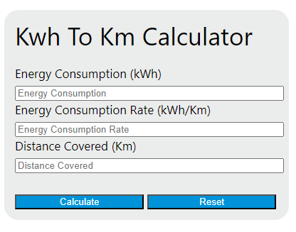 kwh to km calculator
