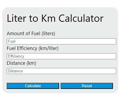 liter to km calculator