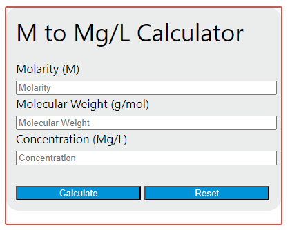 M to mg/l calculator