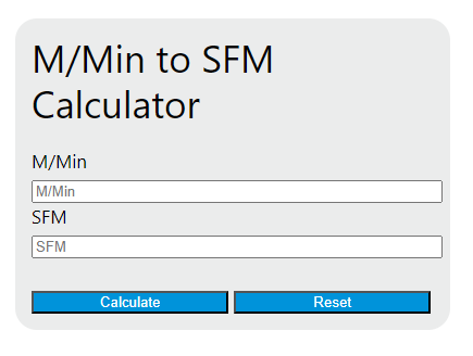 m/min to sfm calculator