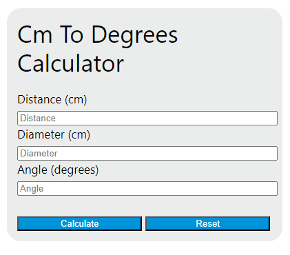 cm to degrees calculator