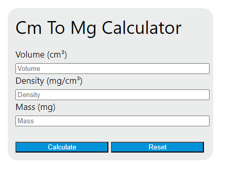 cm to mg calculator