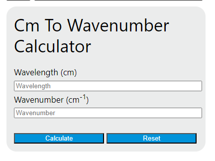 cm to wavenumber calculator