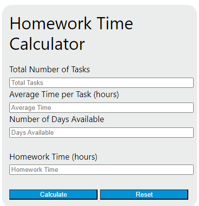 homework time calculator