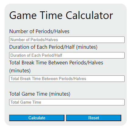game time calculator