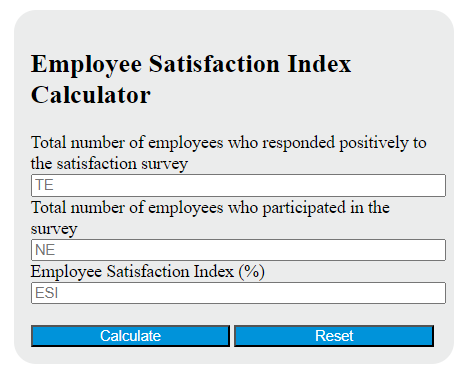 employee satisfaction index calculator