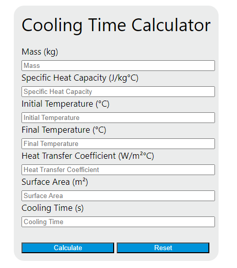 cooling time calculator