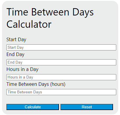 time between days calculator