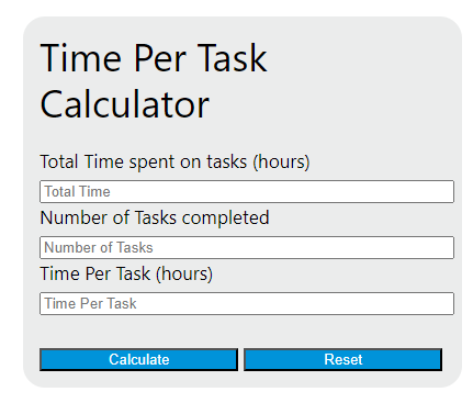 time per task calculator