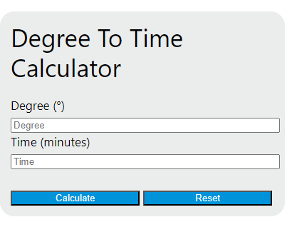 degree to time calculator
