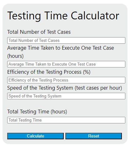 testing time calculator