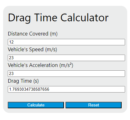 drag time calculator