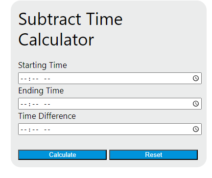 subtract time calculator