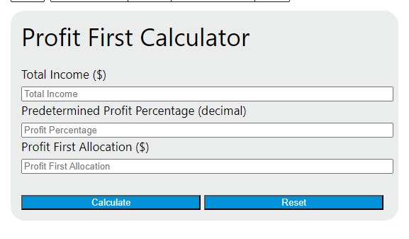 profit first calculator