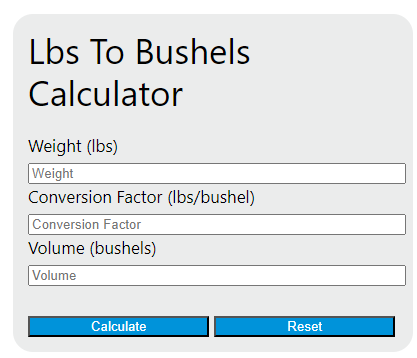 lbs to bushels calculator